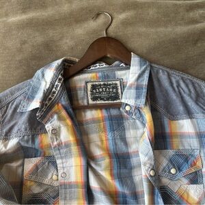 Vintage Men's Multicolor Plaid Button-Down Shirt